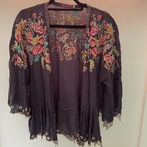 Johnny Was Floral Embroidered Kimono